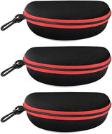 pieces - glasses case - glasses case - sunglasses accessories - Hard glasses case - sunglasses case - for women men - black/red - with plastic carabiner - Zipper - 17x8x6cm - EVA - wearable protection