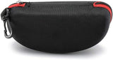 pieces - glasses case - glasses case - sunglasses accessories - Hard glasses case - sunglasses case - for women men - black/red - with plastic carabiner - Zipper - 17x8x6cm - EVA - wearable protection - Rear View