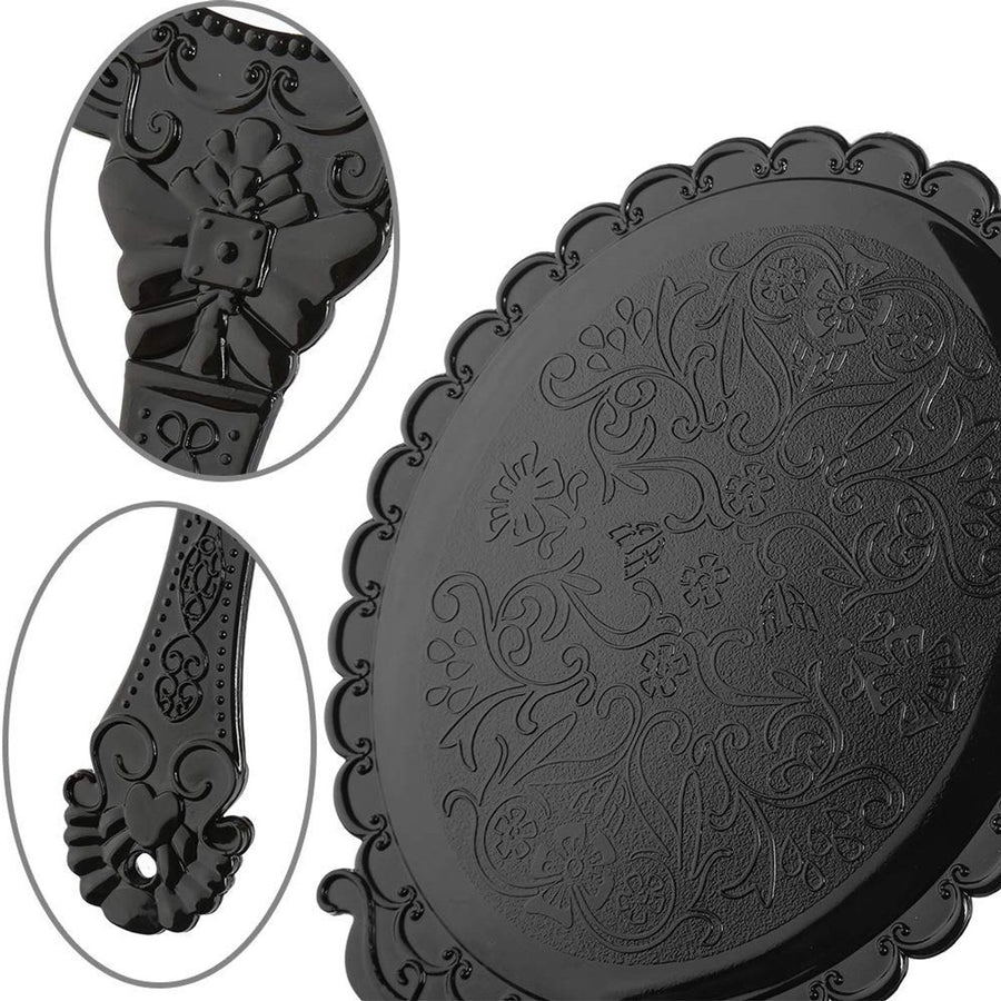 Hand Mirror with Handle - Make-up Mirror - Make-up Mirror - Oval Mirror - Travel Mirror - 12 x 10 cm Mirror Surface - Shaving Mirror - Hairdressing Mirror - Black - Plastic Handle