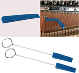Professional Piano Tuning Kit - Set of 6 - 1x Piano Tuning Hammer, 2x Long Dampers, 2x Short Mutes with Handle, 1x Temperament Strip - Piano Tuner Tool - Professional Metal Rubber Tuning Mute Kit - Blue - 45-Degree Angle