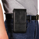 Phone Bag - Black - 15.5*8*2cm - PU Leather - For 6.1 Inch Mobile Phones - With Belt Clip - With Credit Card Slot - Phone Holder Belt Men - Waist Bag - Outdoor Belt Bag - Suitable for Hiking/Outdoor Sports