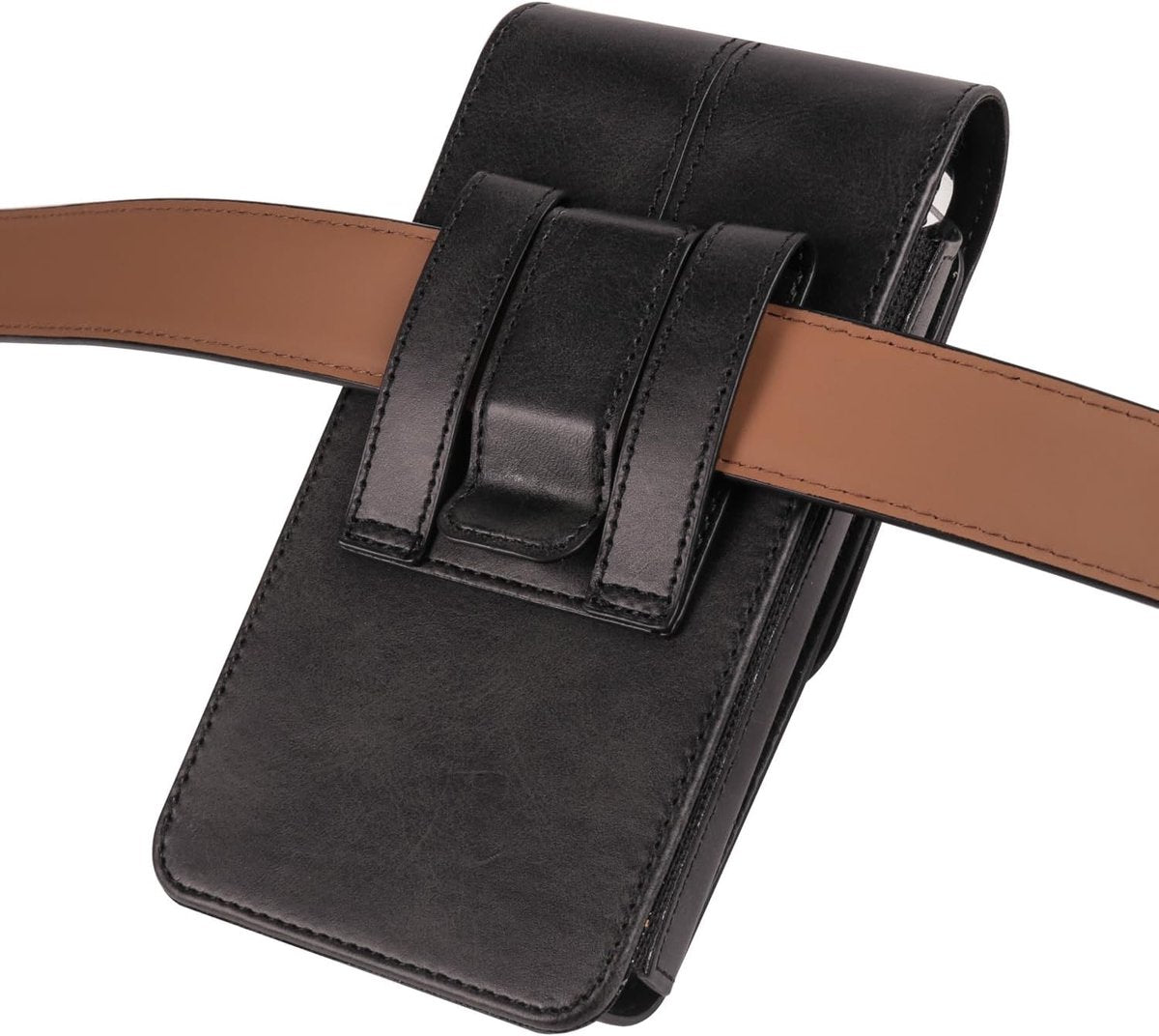 Phone Bag - Black - 15.5*8*2cm - PU Leather - For 6.1 Inch Mobile Phones - With Belt Clip - With Credit Card Slot - Phone Holder Belt Men - Waist Bag - Outdoor Belt Bag - Suitable for Hiking/Outdoor Sports