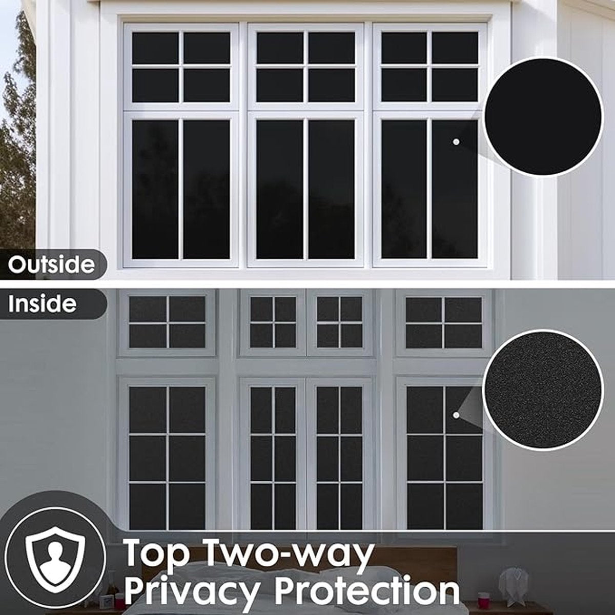 Window Film - Blackout Window Film - Blackout Window Film - Sun Protection - Anti-Peep - Adhesive Window Film - Blackout Cloth - Black - Including Squeegee - Easy Installation - Window Sticker - 45x100cm - Supplied with Self-Adhesive Backing