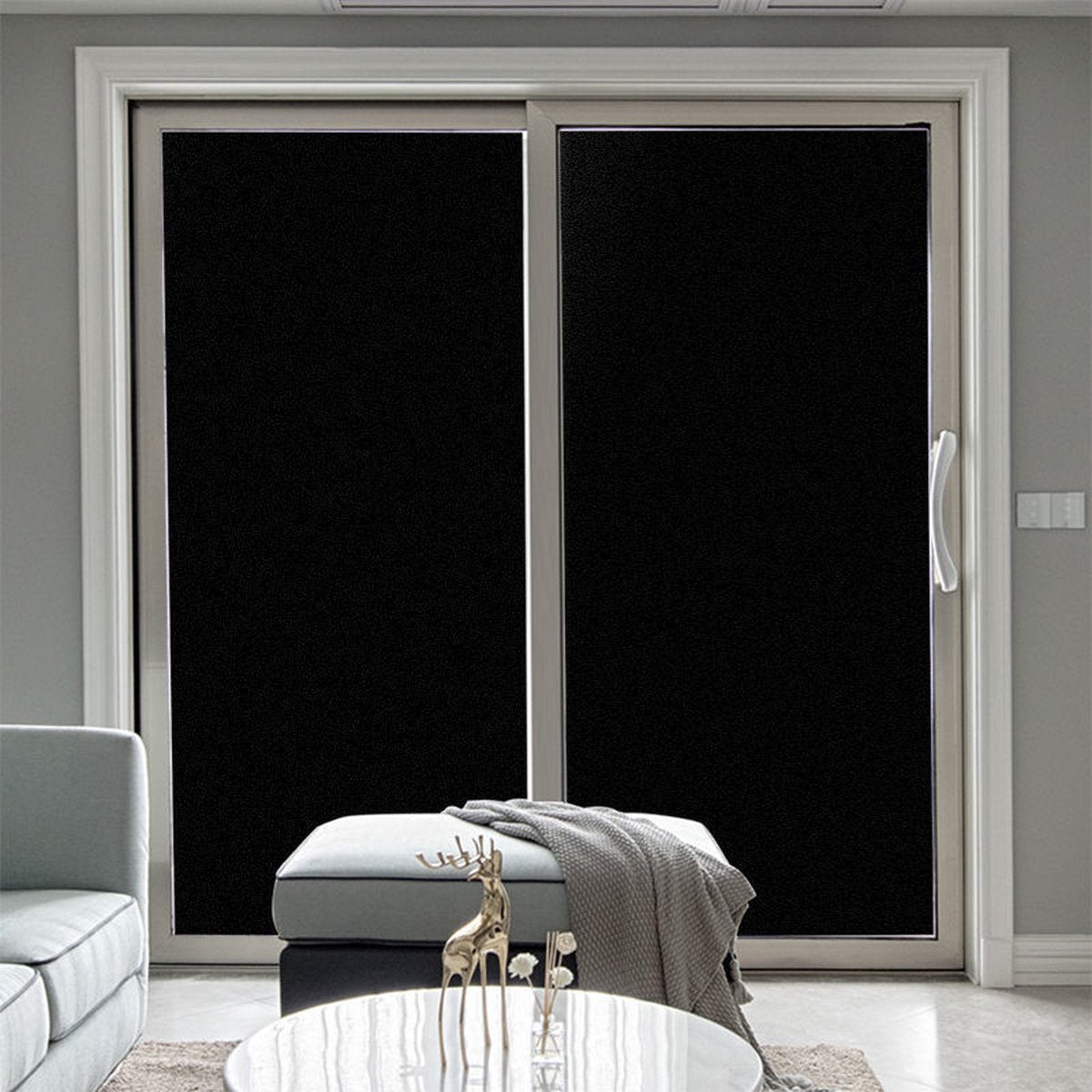 Window Film - Blackout Window Film - Blackout Window Film - Sun Protection - Anti-Peep - Adhesive Window Film - Blackout Cloth - Black - Including Squeegee - Easy Installation - Window Sticker - 45x100cm - Supplied with Self-Adhesive Backing
