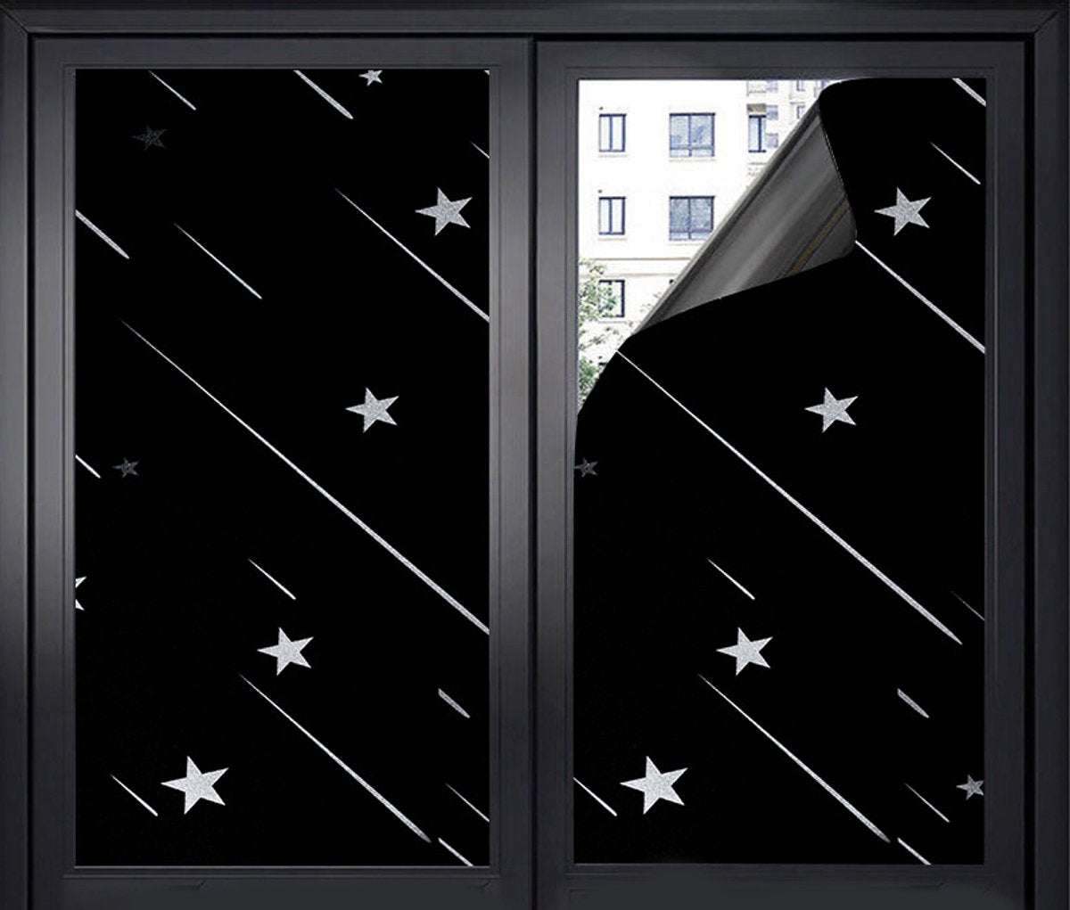 Window film - Blackout window film - Blackout window film - Sun protection - Anti-glare - Adhesive window film - Blackout cloth - Black - Including scraper - Easy installation - Window sticker - 45x100cm - Supplied with self-adhesive backing - G
