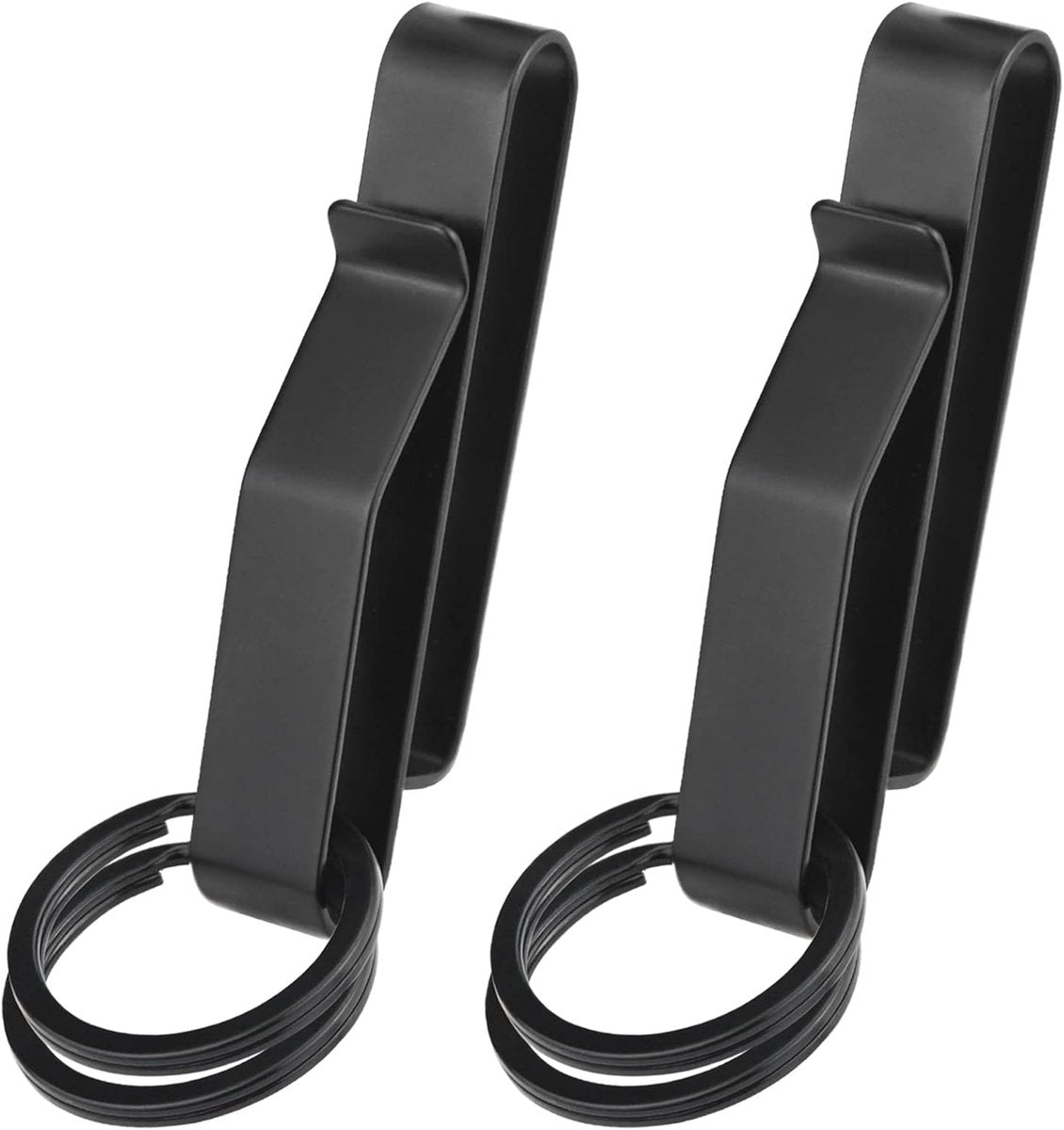 Keychain - 2 Pieces - Belt Keychain - Tactical Keychain - Duty Belt Keychain - Key Clip - Key Ring - Belt Clip - With Keyrings - Stealth Belt Loop Keychain Holder - 7.3*1.2*2.3 cm - Black