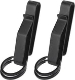 Keychain - 2 Pieces - Belt Keychain - Tactical Keychain - Duty Belt Keychain - Key Clip - Key Ring - Belt Clip - With Keyrings - Stealth Belt Loop Keychain Holder - 7.3*1.2*2.3 cm - Black