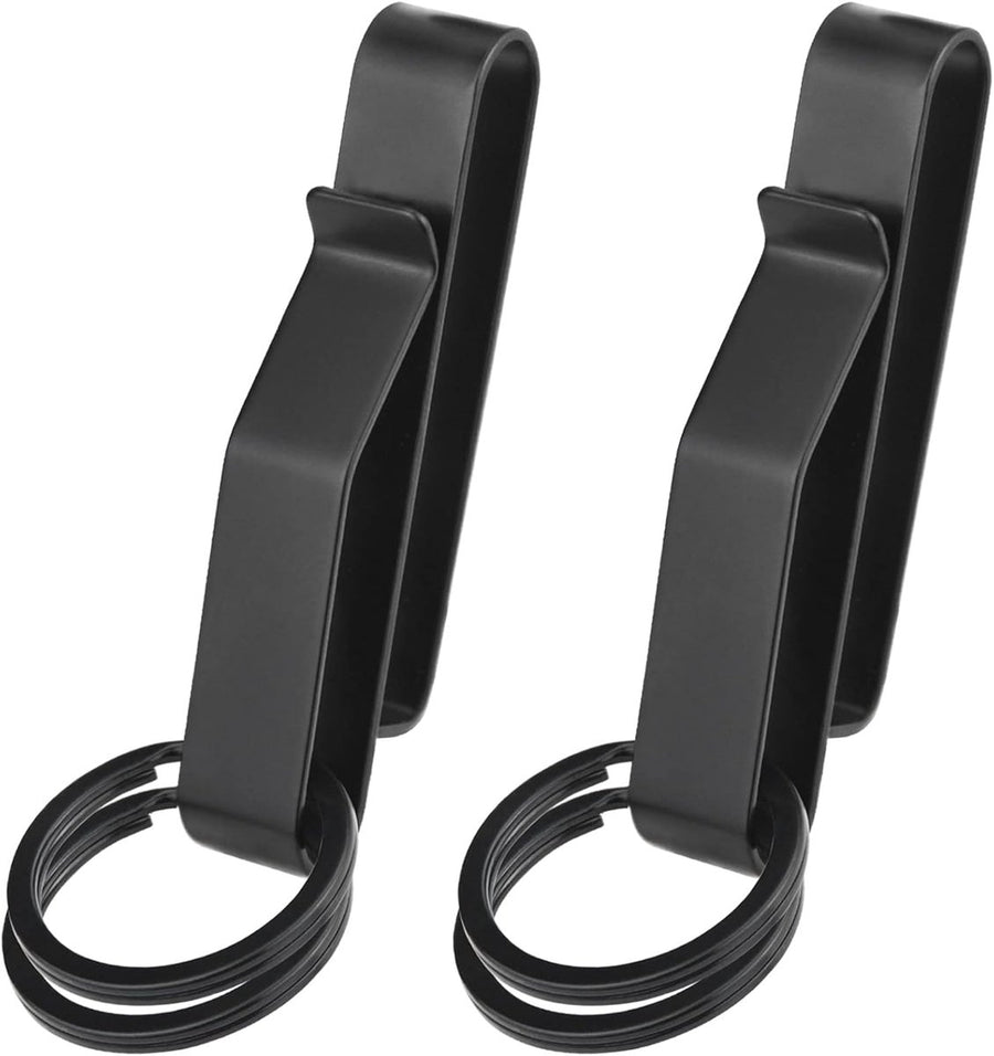 Keychain - 2 Pieces - Belt Keychain - Tactical Keychain - Duty Belt Keychain - Key Clip - Key Ring - Belt Clip - With Keyrings - Stealth Belt Loop Keychain Holder - 7.3*1.2*2.3 cm - Black