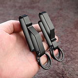 Keychain - 2 Pieces - Belt Keychain - Tactical Keychain - Duty Belt Keychain - Key Clip - Key Ring - Belt Clip - With Keyrings - Stealth Belt Loop Keychain Holder - 7.3*1.2*2.3 cm - Black