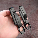 Keychain - 2 Pieces - Belt Keychain - Tactical Keychain - Duty Belt Keychain - Key Clip - Key Ring - Belt Clip - With Keyrings - Stealth Belt Loop Keychain Holder - 7.3*1.2*2.3 cm - Black