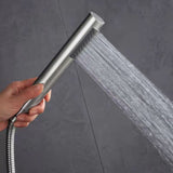 Shower head with 1.5m hose - Hand shower - Universal - Water saving - High pressure - Anti-kink hose - Brushed silver - Stainless steel and ABS - 19*3 cm - 1/2