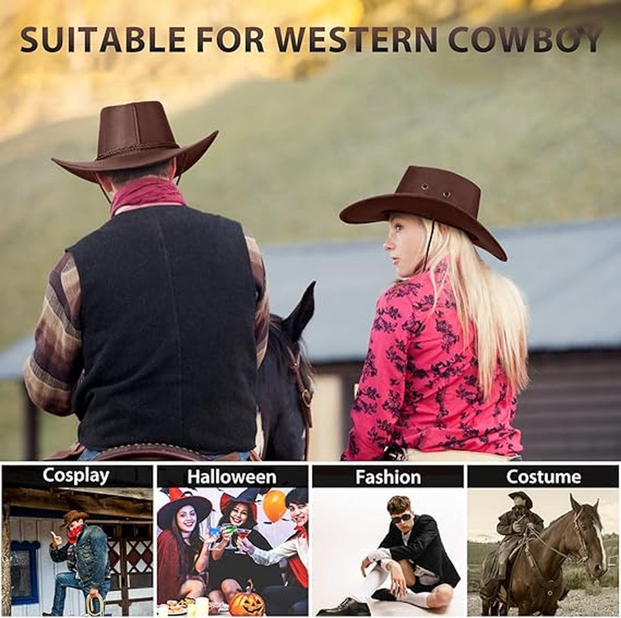Beanie - Hat - Cowboy Hat - Hunter Hat - Polyester - Brown - 56-58 cm Head Circumference - Unisex - Wide Brim Hat