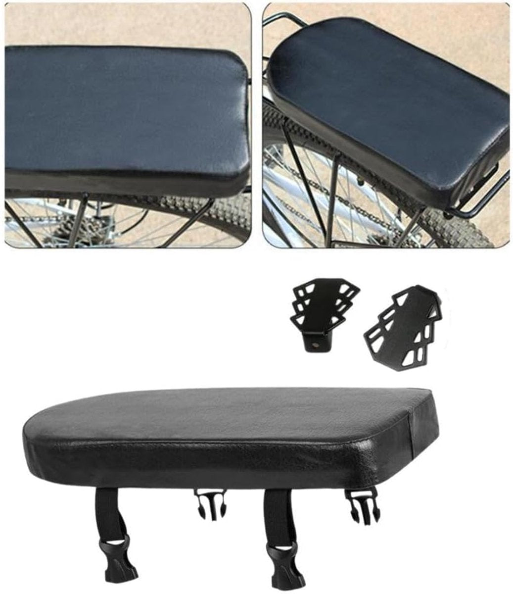 Rear Bicycle Seat - Bicycle Seat Rear Seat - With Footrests - Luggage Carrier Cushion - Rear Bicycle Seat - Universal - Black