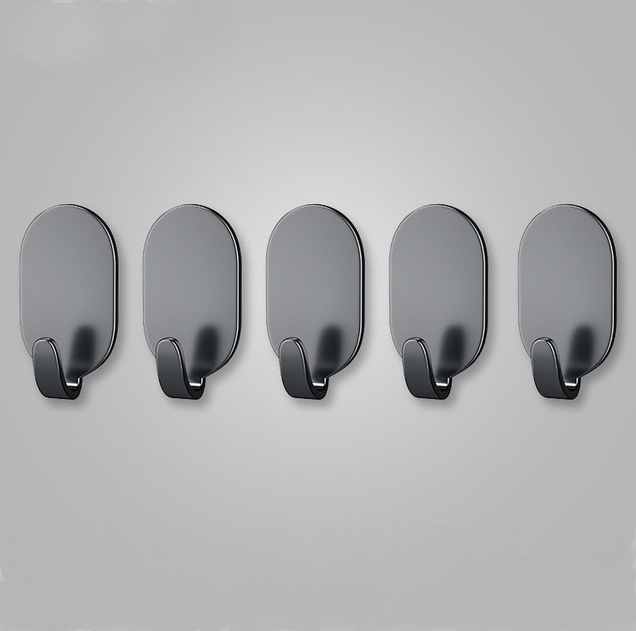 Set of 10 - Self-adhesive hooks - Adhesive hook - Adhesive hooks - Towel hook - robust - for bathroom-kitchen-living room - 50*32*20mm - carbon steel - black