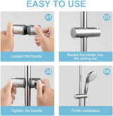 Shower Rail Slider - Hand Shower Bracket - ABS - Adjustable - Shower Head - Universal Shower Holder - Shower Head Holder - Hand Shower Holder - For Hand Shower or Shower Head for Bathroom - Suitable for Ø 18-25mm - Silver