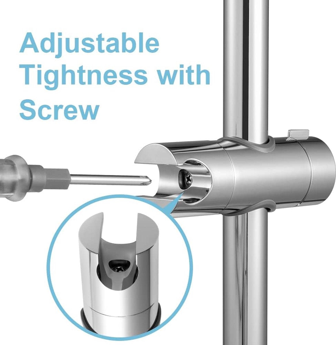 Shower Rail Slider - Hand Shower Bracket - ABS - Adjustable - Shower Head - Universal Shower Holder - Shower Head Holder - Hand Shower Holder - For Hand Shower or Shower Head for Bathroom - Suitable for Ø 18-25mm - Silver