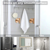 Self-adhesive Round Towel Hooks - 2 pieces - Hooks - 5×6.5×5.2 cm - Stainless Steel - Round Towel Hook - Rose Gold - 45-Degree Angle