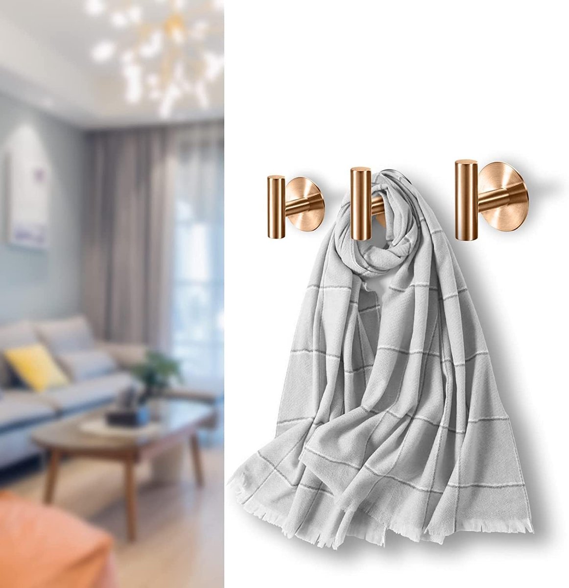 Self-adhesive Round Towel Hooks - 2 pieces - Hooks - 5×6.5×5.2 cm - Stainless Steel - Round Towel Hook - Rose Gold