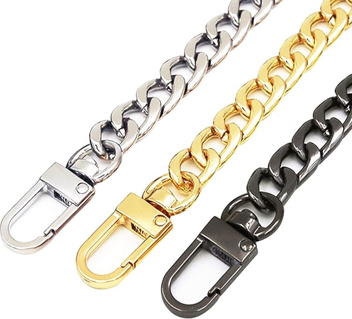 Pieces - Metal Chain - Chain - Bag Strap Chain - Bag Strap - Shoulder Strap - Handbag Strap - Bag Belt - Gold-colored, silver, black - 120cm*9.5mm - Metal