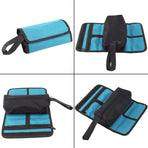 Tool roll - Tool bag - Tool pouch - Cosmetic bag - Storage bag - Tool bags - Universal - 24 x 36 cm - black/blue - Foldable - polyester - Suitable for electricians and technicians - with wrist strap