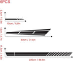 Car sticker - 6 pieces/3 pairs/1 set - Stripe side sticker - Graphic sticker - PET - Black - For car decoration