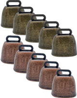 10 Pieces - Cowbell - Cowbells - Decorative Cowbells - Farm - Bell - Grazing Cowbell - Metal Cow Bell Bells - Goat Bell - Animal Gift - Bronze*5+red bronze*5 - Metal - 35*37mm