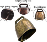 10 Pieces - Cowbell - Cowbells - Decorative Cowbells - Farm - Bell - Grazing Cowbell - Metal Cow Bell Bells - Goat Bell - Animal Gift - Bronze*5+red bronze*5 - Metal - 35*37mm - Front View