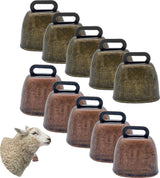 10 Pieces - Cowbell - Cowbells - Decorative Cowbells - Farm - Bell - Grazing Cowbell - Metal Cow Bell Bells - Goat Bell - Animal Gift - Bronze*5+red bronze*5 - Metal - 35*37mm