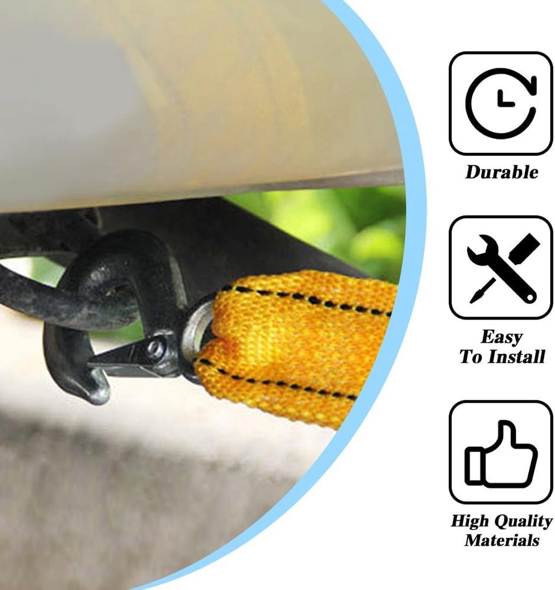Tow rope Tow strap Tow rope car - 4 m 5000KG - nylon and steel - yellow