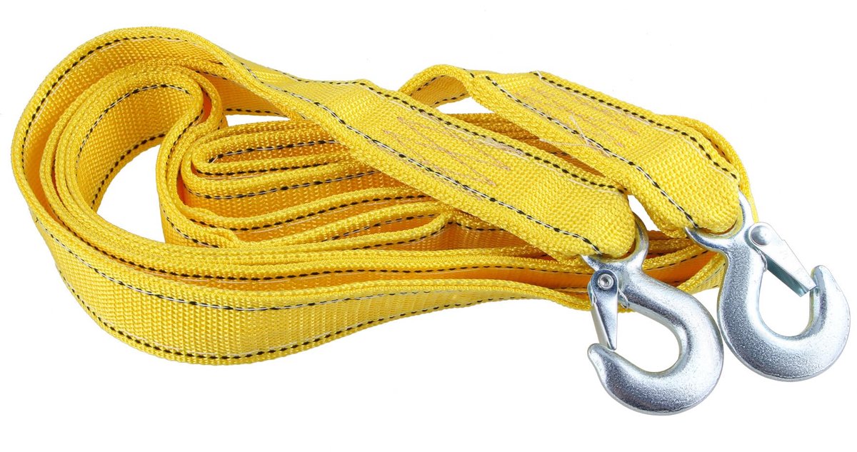 Tow rope Tow strap Tow rope car - 4 m 5000KG - nylon and steel - yellow