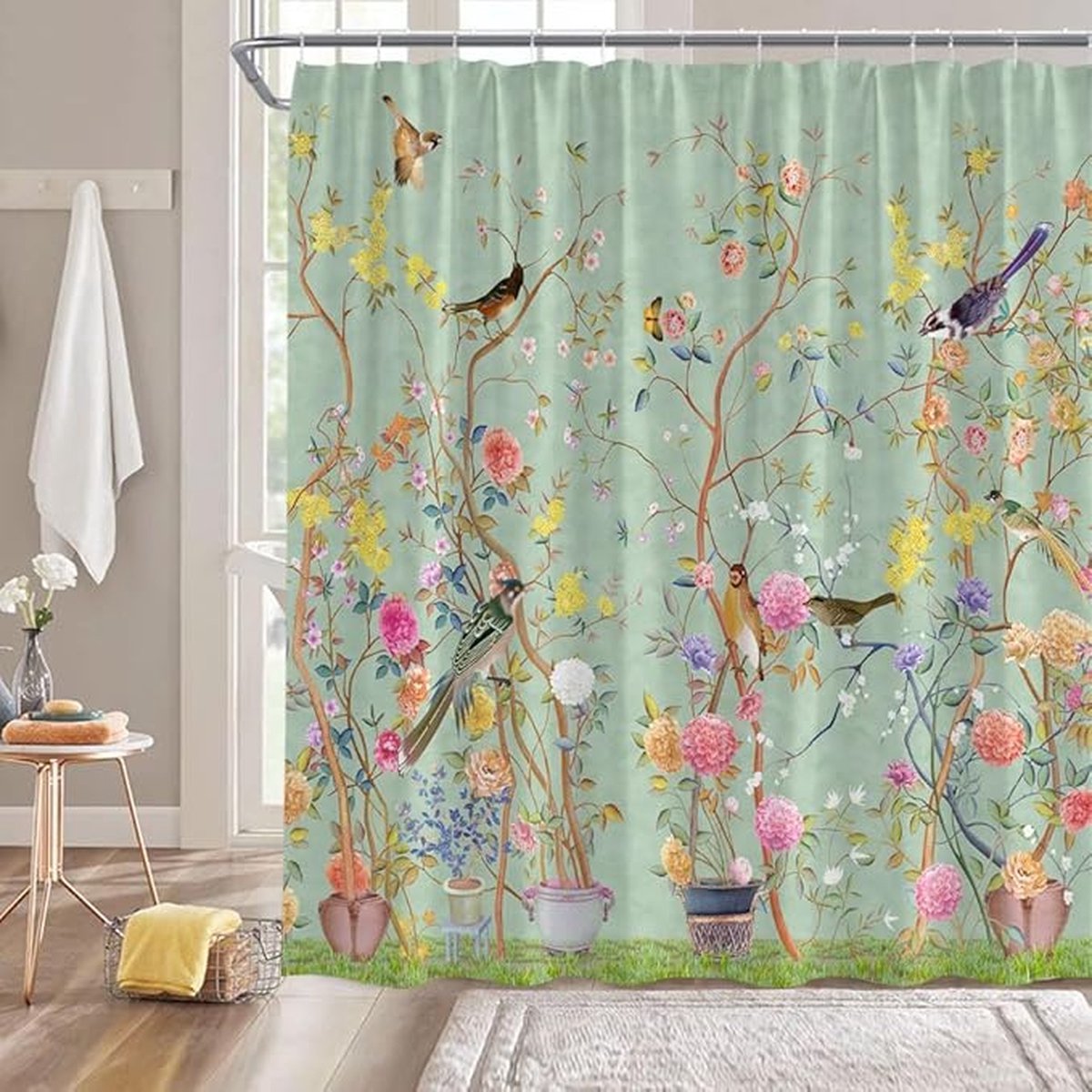 Shower curtain - Waterproof - bath curtain - bathroom curtain - Printed shower curtain - Polyester - 150*180cm - green
