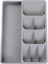 2 in 1 Storage Box - Cutlery Organizer - Cutlery Tray - Drawer Organizer - Multifunctional Cutlery Tray - Pull-out Cutlery Tray - Cutlery Tray Drawer Divider - Small Cutlery Tray for Kitchen - Storage Bins for Cutlery Storage - Gray - PP - 40.5*16.5*5.5cm