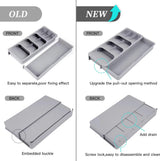 2 in 1 Storage Box - Cutlery Organizer - Cutlery Tray - Drawer Organizer - Multifunctional Cutlery Tray - Pull-out Cutlery Tray - Cutlery Tray Drawer Divider - Small Cutlery Tray for Kitchen - Storage Bins for Cutlery Storage - Gray - PP - 40.5*16.5*5.5cm