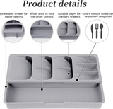 2 in 1 Storage Box - Cutlery Organizer - Cutlery Tray - Drawer Organizer - Multifunctional Cutlery Tray - Pull-out Cutlery Tray - Cutlery Tray Drawer Divider - Small Cutlery Tray for Kitchen - Storage Bins for Cutlery Storage - Gray - PP - 40.5*16.5*5.5cm