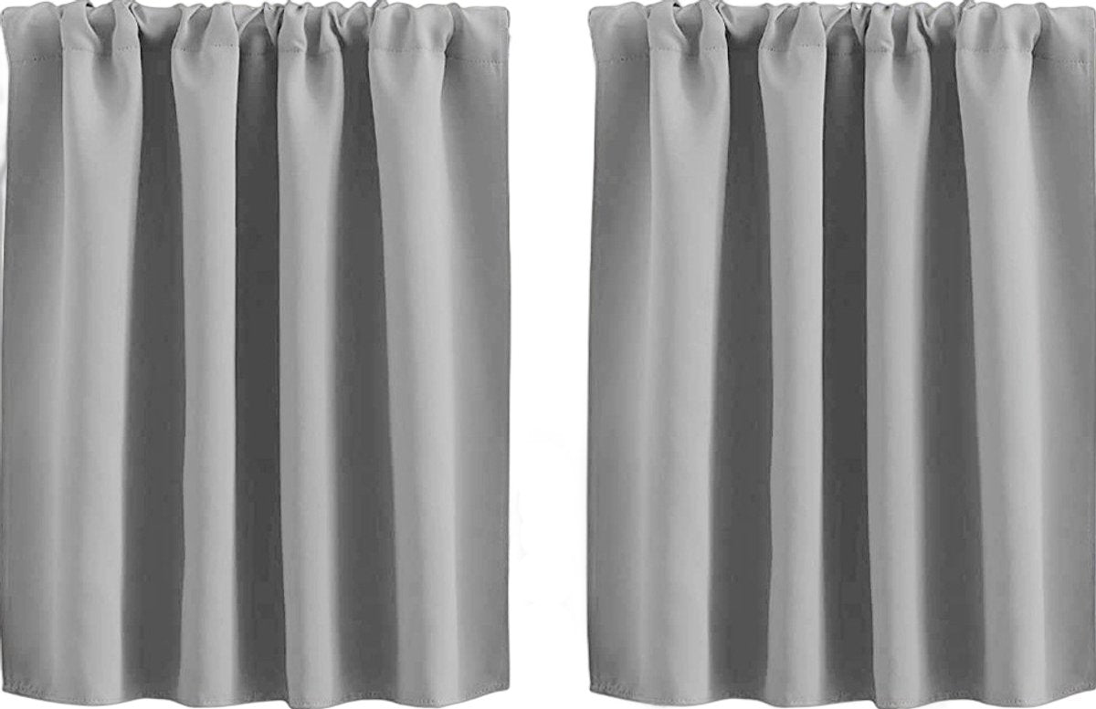 2 pieces - Curtain - Small window curtains - for bedroom kitchen cupboard child basement camper curtains - 76*60cm - Light gray - Blackout curtain - Polyester