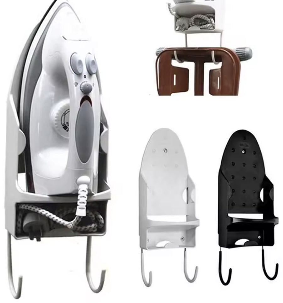 Ironing board holder - Hanging system for your ironing board AND iron - simple ironing board holder - black - plastic - Ironing board holder - Wall-mounted ironing board holder