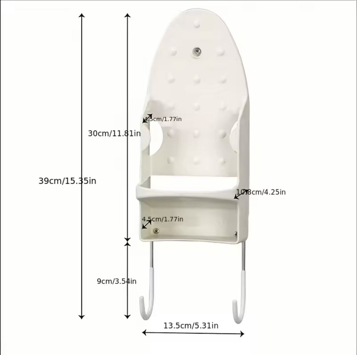 Ironing board holder - Hanging system for your ironing board AND iron - simple ironing board holder - white - plastic