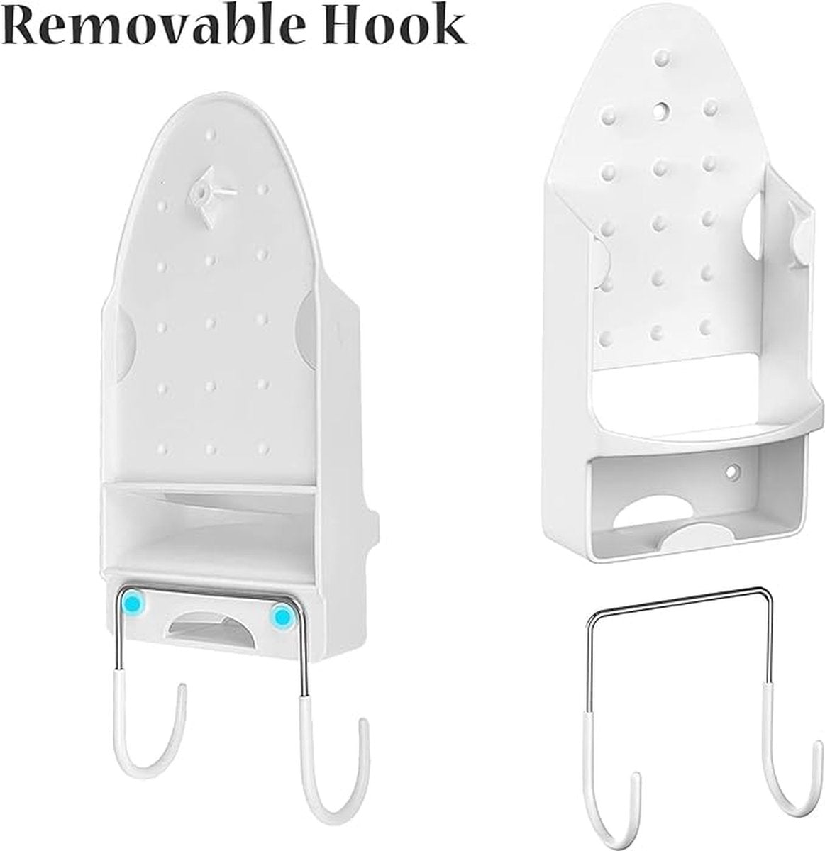 Ironing board holder - Hanging system for your ironing board AND iron - simple ironing board holder - white - plastic
