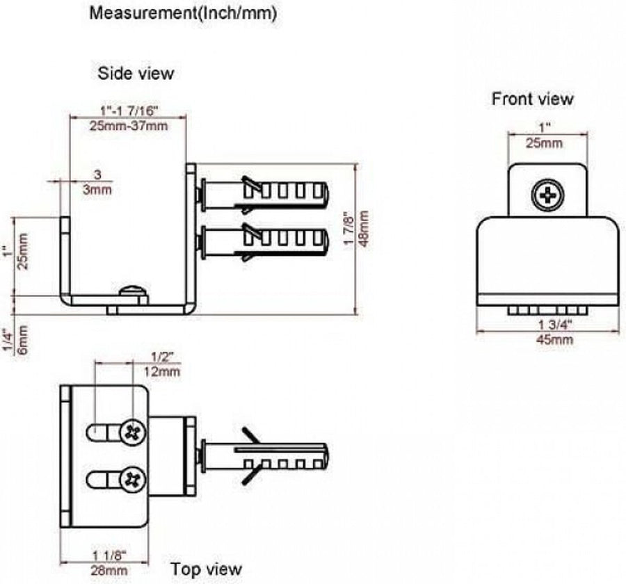 Floor guide - Wall guide - Door guide - Door guide - Steel - Black - Wall mounting - for sliding doors, shed doors