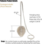 Curtain Holder - 2 Pieces - Curtain Tie Back - Curtain Tie Rope - Curtain Tie Back Hook - Curtain Ties - Beige - 116 cm Long