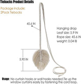 Curtain Holder - 2 Pieces - Curtain Tie Back - Curtain Tie Rope - Curtain Tie Back Hook - Curtain Ties - Beige - 116 cm Long - Front View