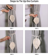 Curtain Holder - 2 Pieces - Curtain Tie Back - Curtain Tie Rope - Curtain Tie Back Hook - Curtain Ties - Beige - 116 cm Long - Side View