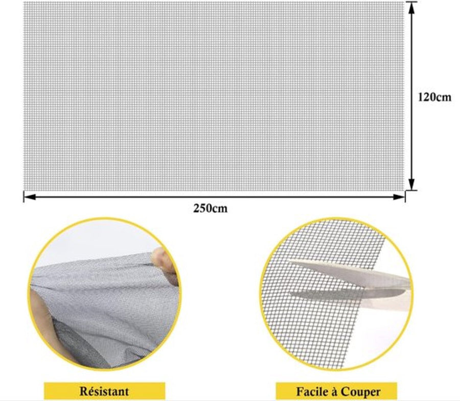 1 piece - Window screen 120 x 250 cm - White - Mesh - Universal Window Screen - Custom-made screen mesh - Make your own screen - Anti-mosquito - Insect screen - Door screen