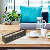 Tea box - Tea box 6 compartments - Wooden tea box - Suitable for loose tea - Black - Top-Down View