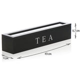 Tea box - Tea box 6 compartments - Wooden tea box - Suitable for loose tea - Black - 45-Degree Angle