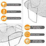 Square air fryer rack - Air fryer baking pan - Air fryer accessories - Stainless steel - 20 cm - Front View