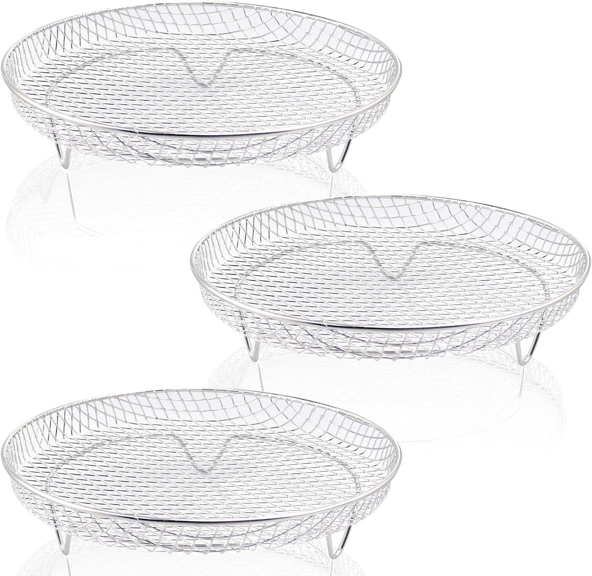 Multi-layer air fryer rack (3 round layers) - Air fryer baking pan - Air fryer grid - 304 stainless steel - Safe to use in air fryers, steam ovens, regular ovens and dishwashers