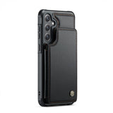 Compatible with Samsung Galaxy S25 Case with RFID Protection and Stand in Black - Front View