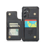 Compatible with Samsung Galaxy S25 Case with RFID Protection and Stand in Black - Side View