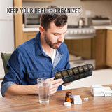 Week Medicine Dispenser with Large Compartments Black - Close-Up Angle
